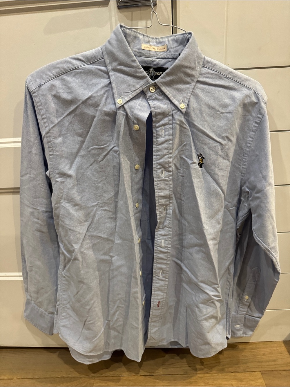Men's Light Blue Oxford Button-Down Shirt with Subtle Logo
